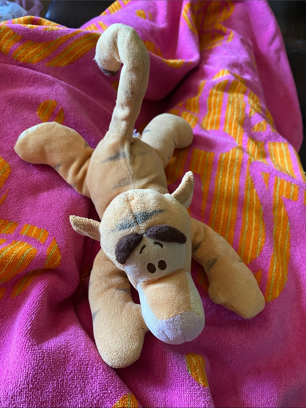 Tigger plushie with baby rattle in the tummy